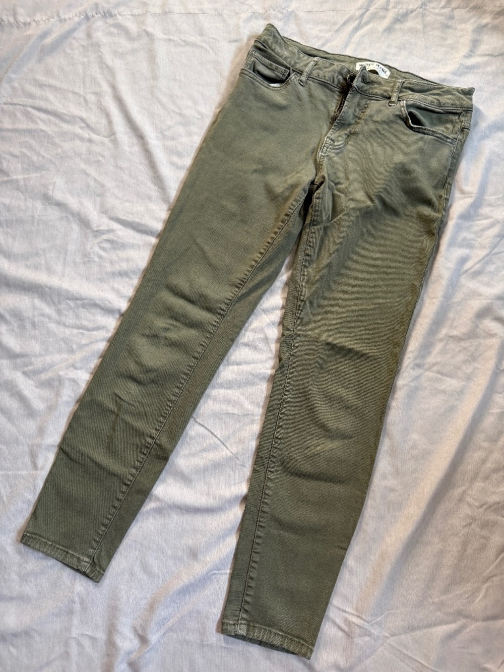 Bootlegger Brody Jeans Olive Green Mid-Rise Skinny Ankle 28W/29L